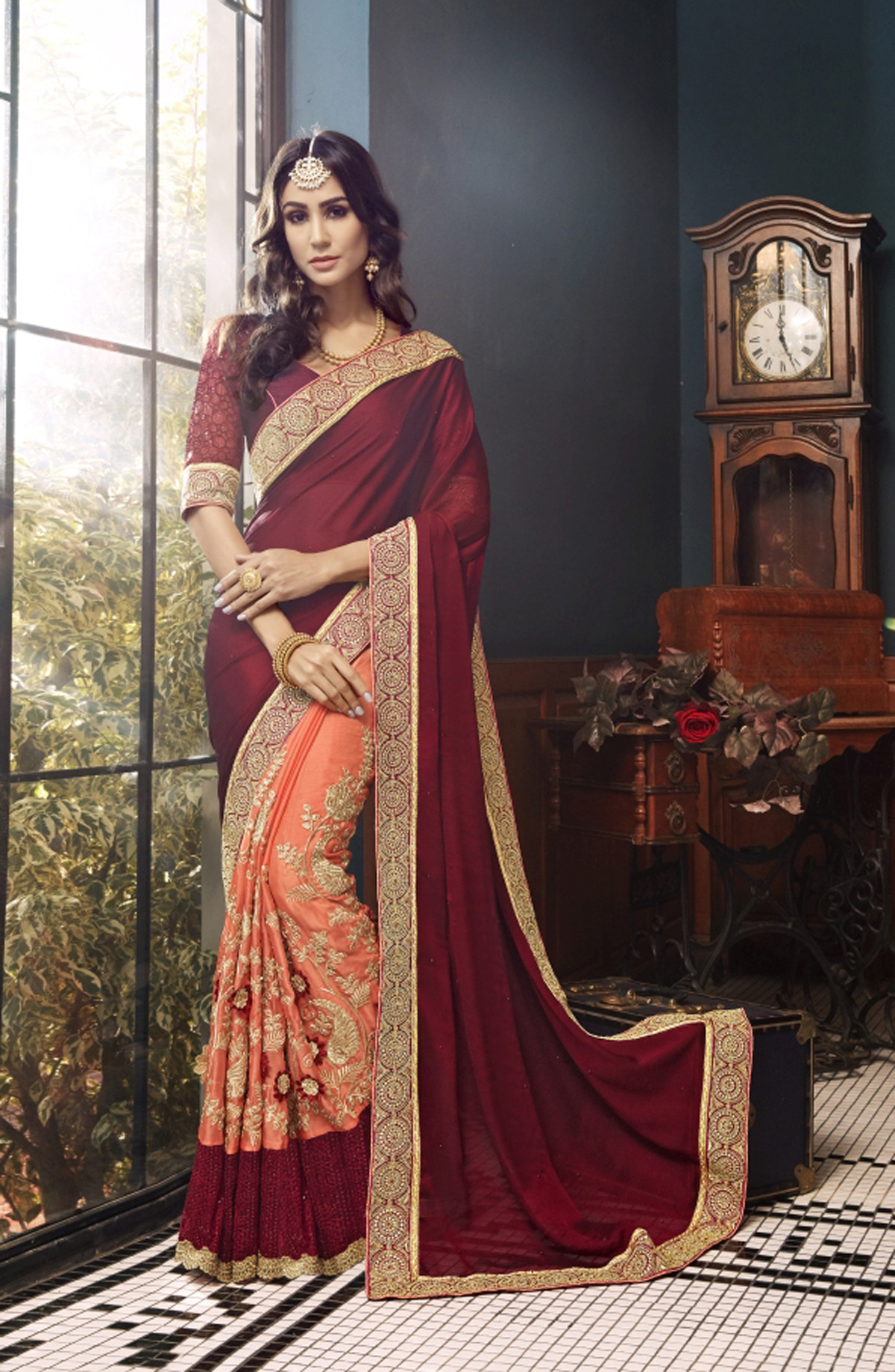 As Per Image Stone Work Georgette Saree