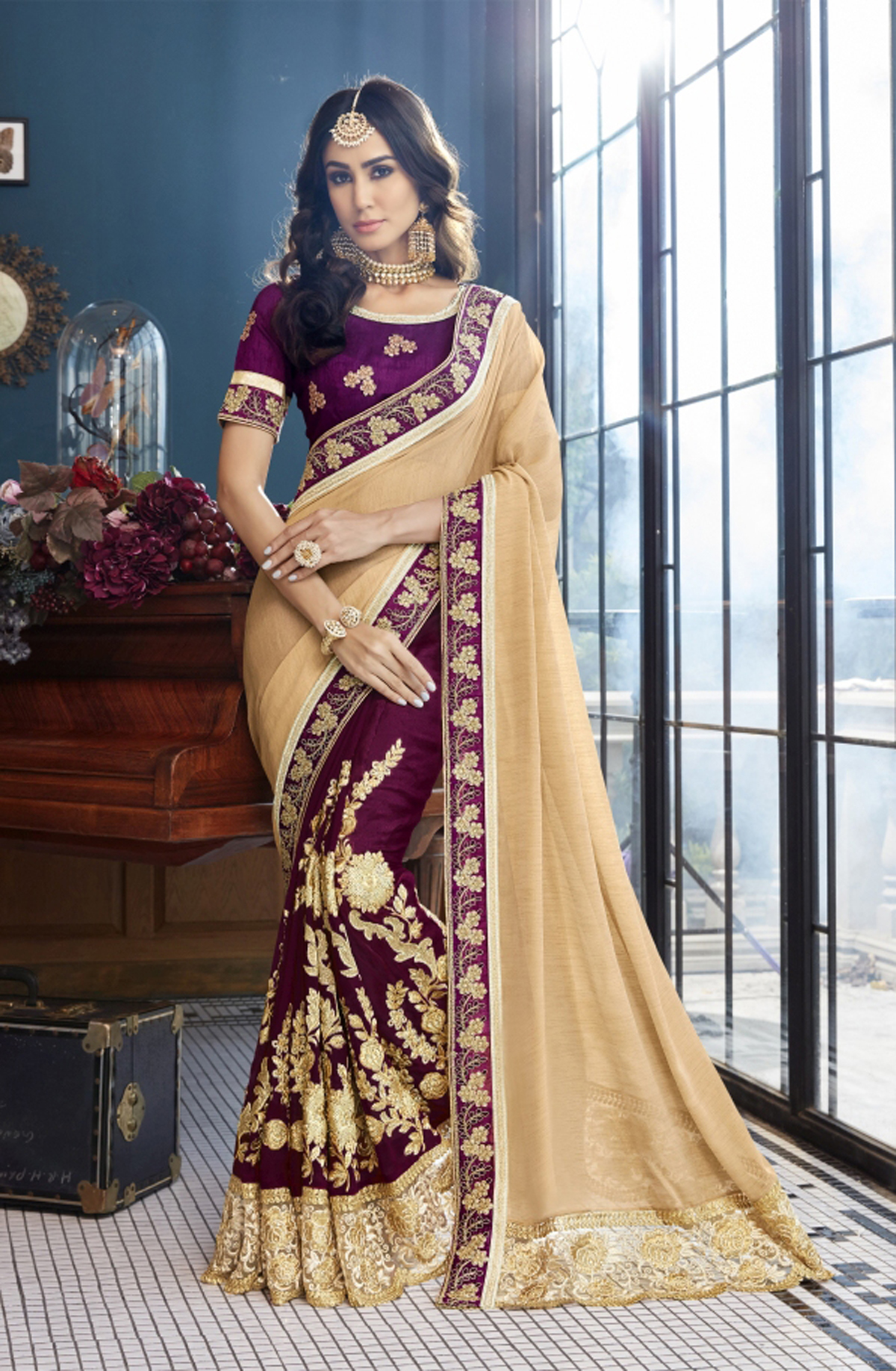 As Per Image Stone Work Georgette Saree