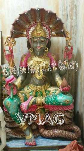 Marble Kali Mata Statue - Handmade with Polished Finish, Variable Height & Weight, Dark Grey Marble - Wooden Box Packaging for Worship & Decor