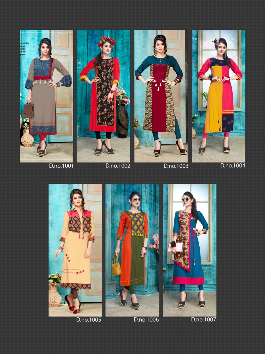 Dry Cleaning Rayon With Print Kurtis Collection