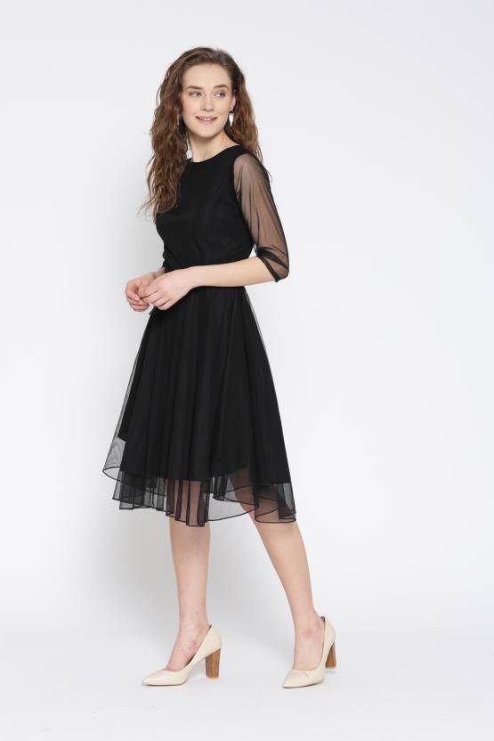 Western Wear Dresses - Other Material, 38-39 Inch Length, Full Sleeves, Black Color | No Fade, Washable, All Season, Plain Pattern