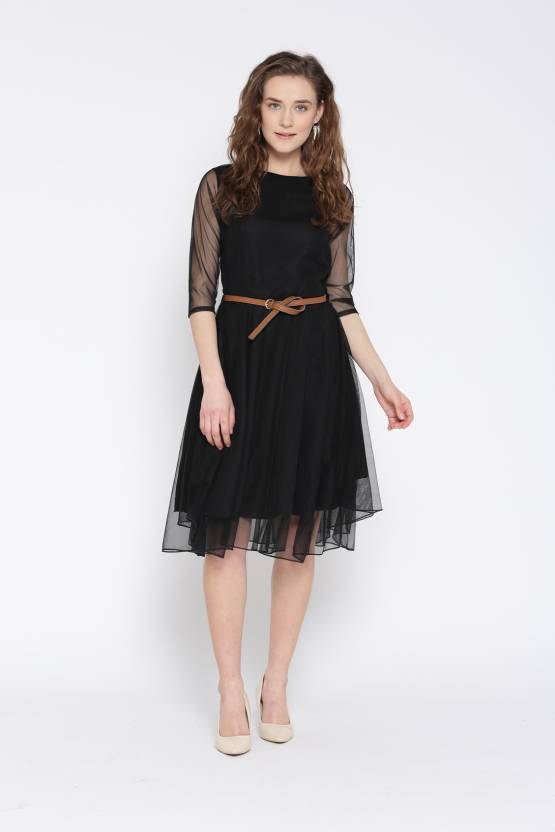 Western Wear Dresses - Other Material, 38-39 Inch Length, Full Sleeves, Black Color | No Fade, Washable, All Season, Plain Pattern