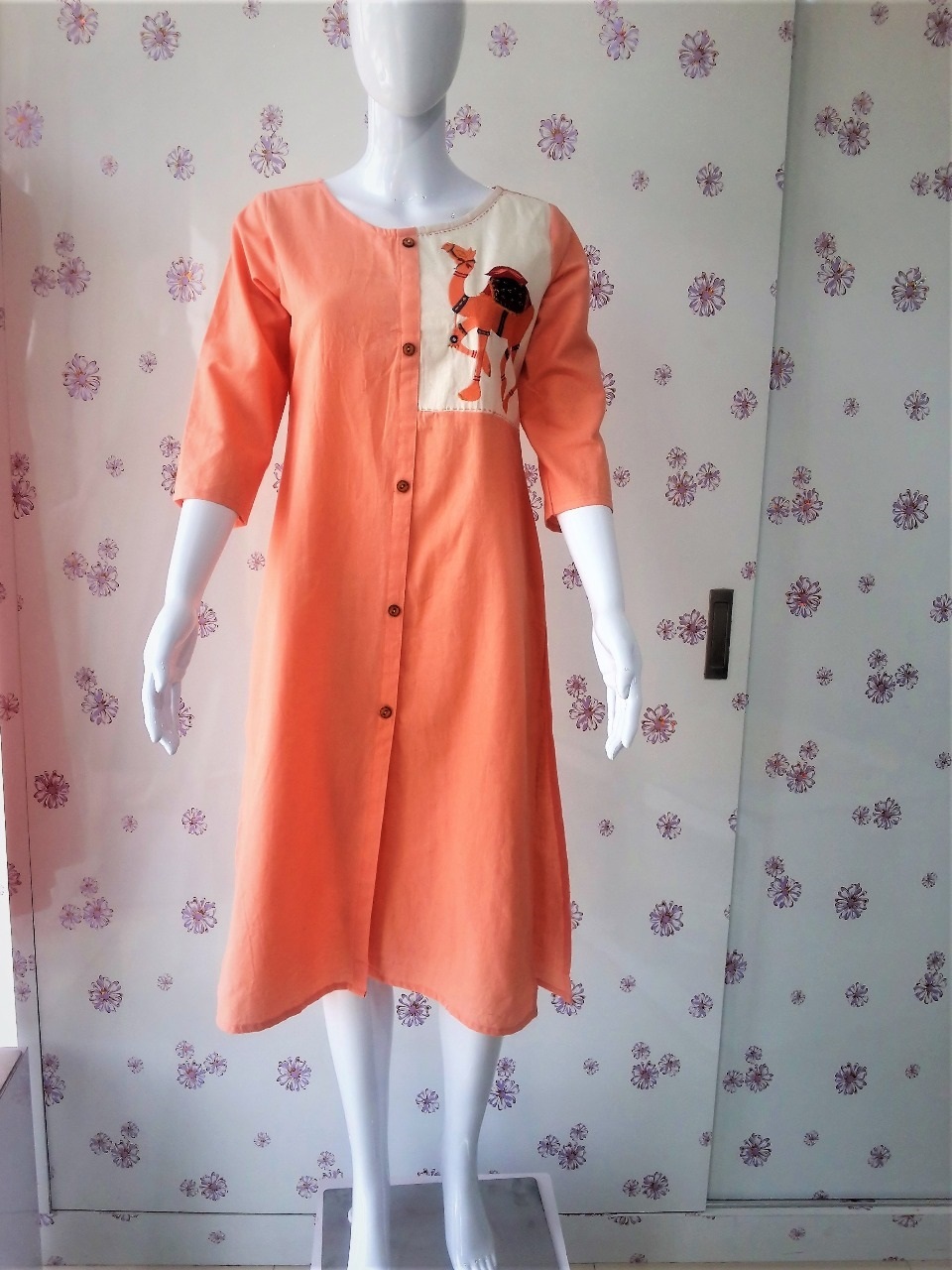 Mustured Embroidary Kurti