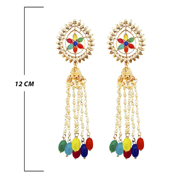 Multi Dangler Earrings - Zinc Alloy, Imitation Pearl | Dazzling Shine, Comfortable Fit, Festive Choice For Women And Girls