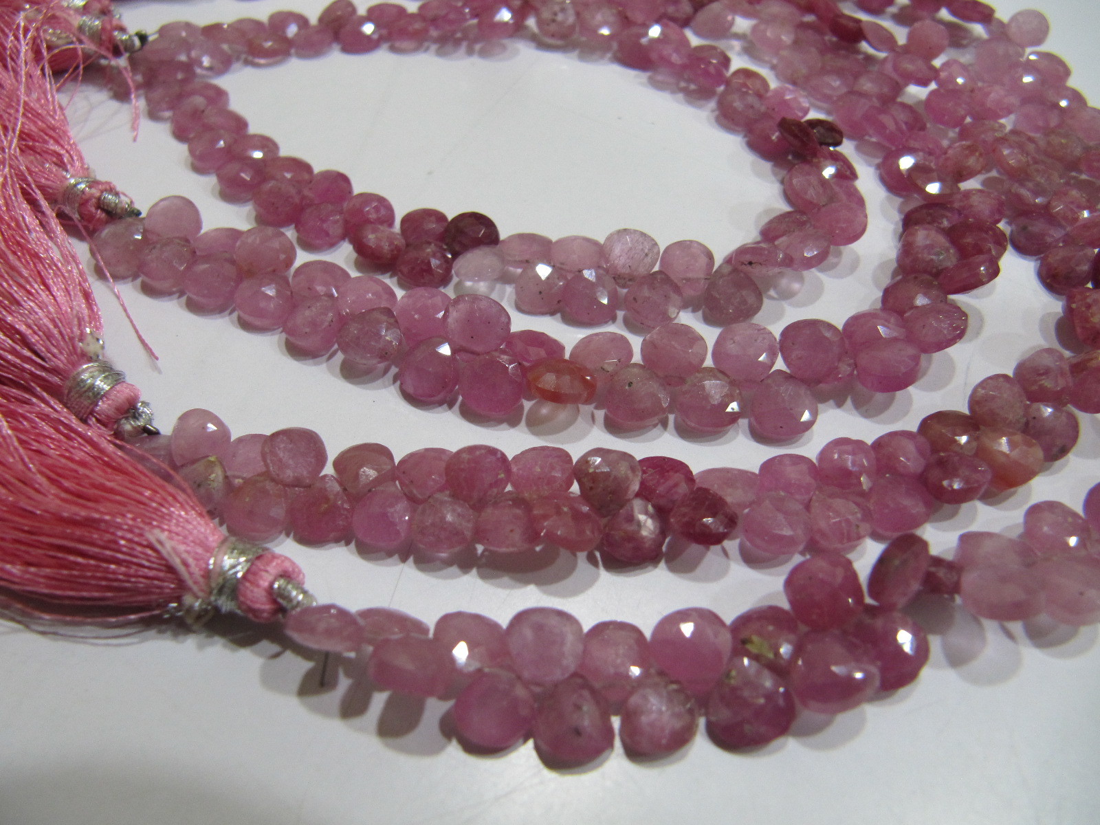 Stone Very Good Quality Natural Pink Ruby Heart Shape Faceted Beads .