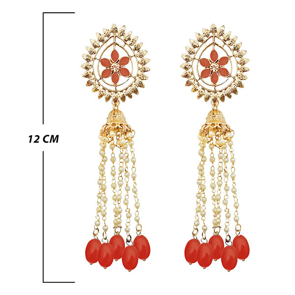 Orange Dangler Earrings - Zinc Alloy, Multi-colored Stones | Durable Design For Classy Ethnic Look, Ideal For Festive Occasions