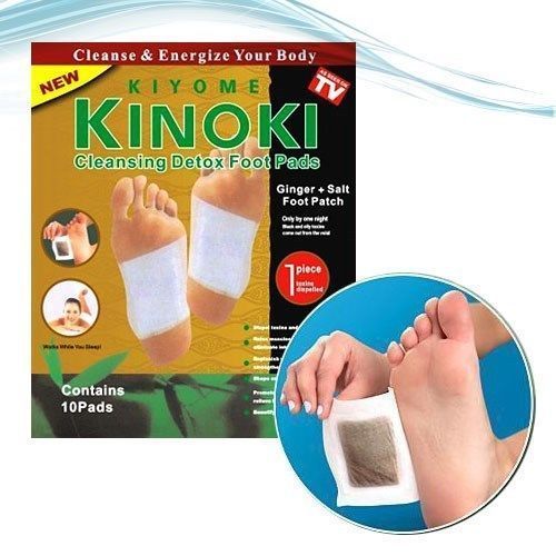 Detox Foot Patch - Bamboo Vinegar Material, 10 Cm X 7 Cm Size , 10 Detox Pads With Ginger And Salt Ingredients