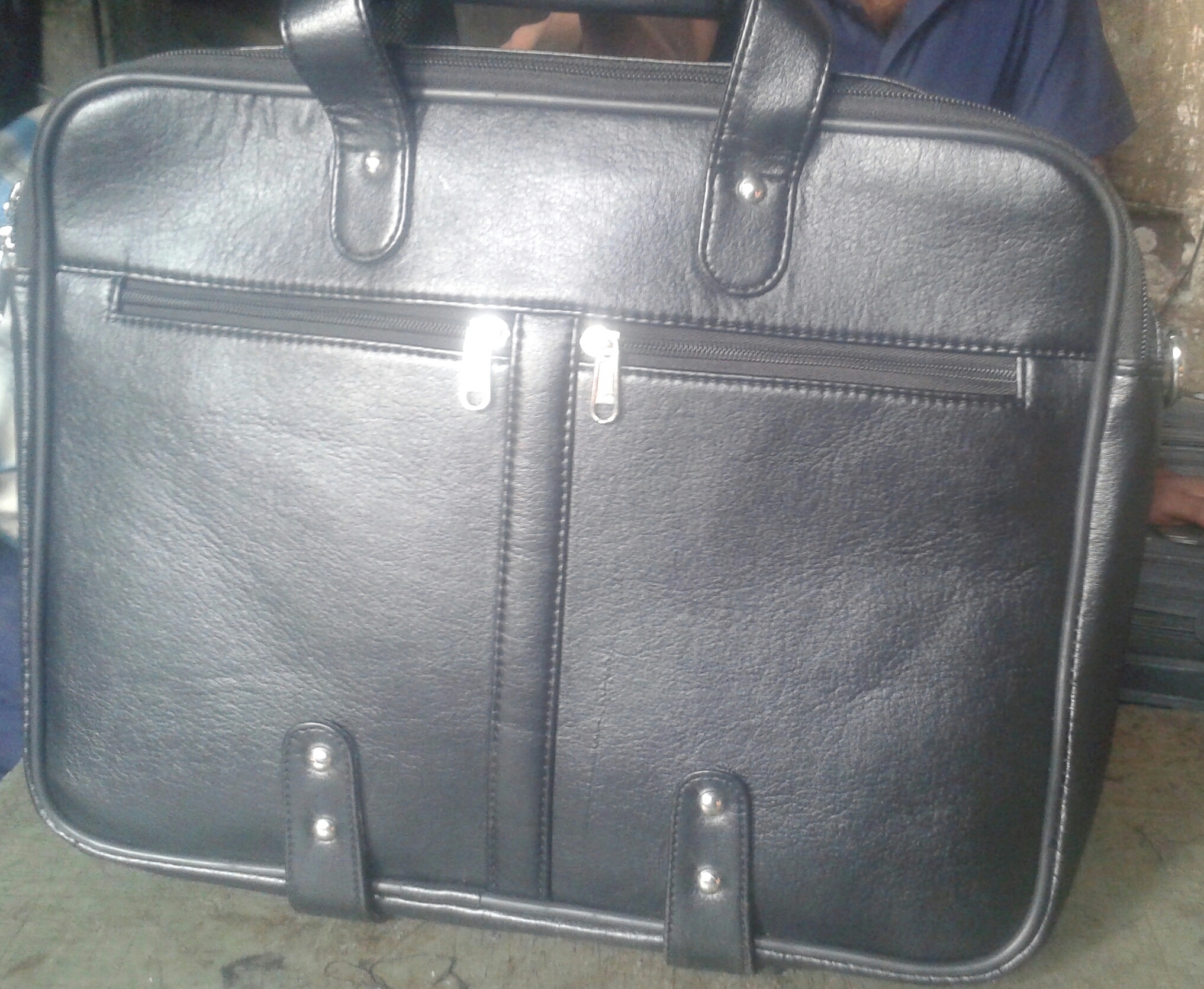 Black Leather Trolly Bag