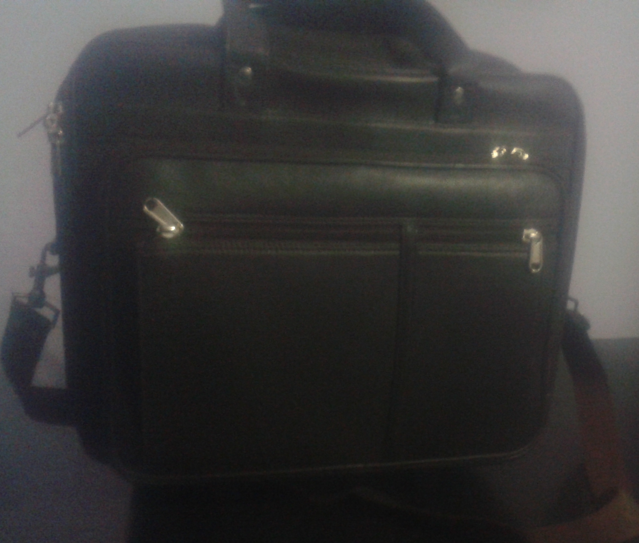 Black Leather Trolly Bag