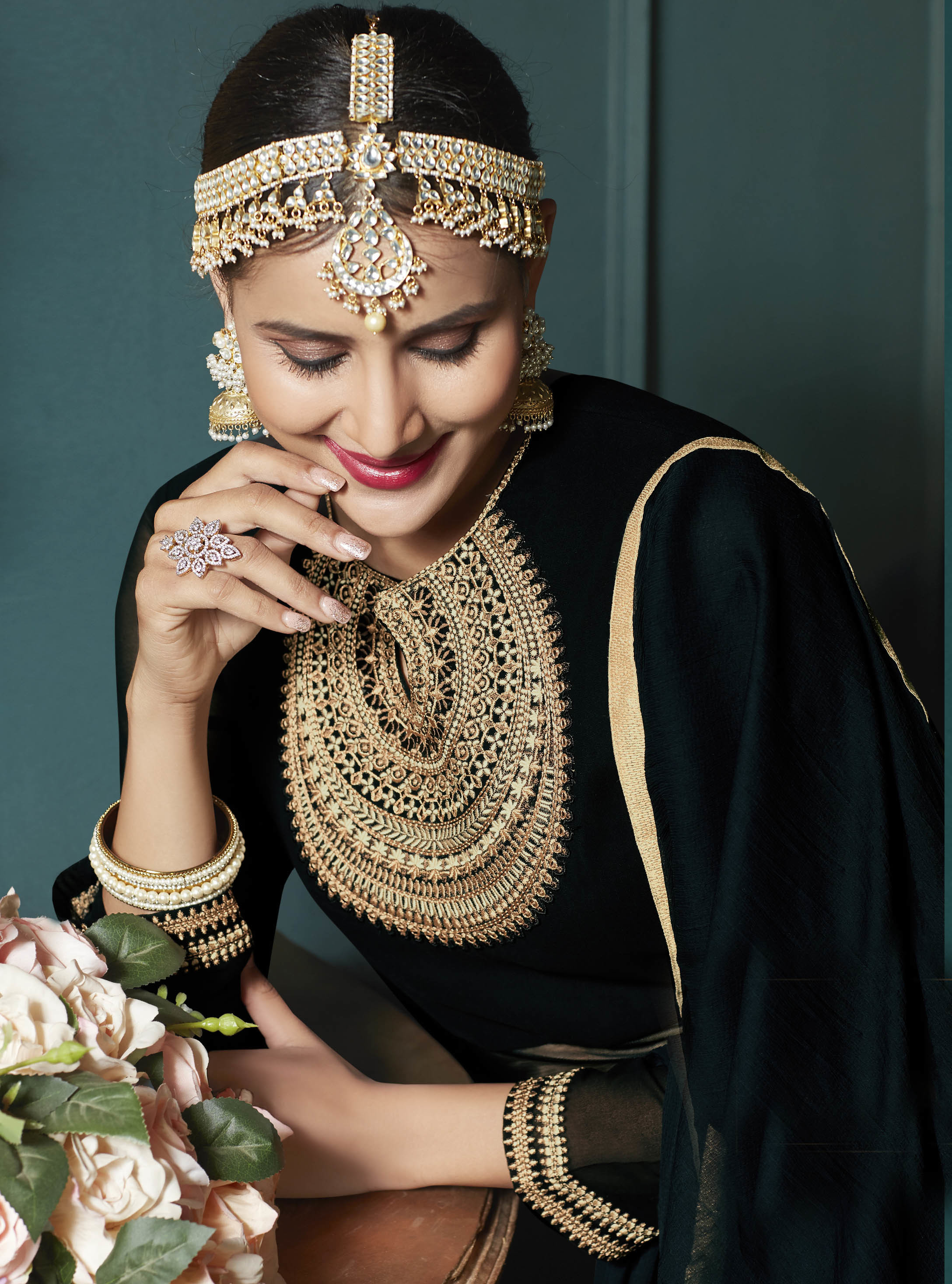 Designer Anarkali Suits - Georgette Top, Santoon Bottom, Bemberr Chiffon Dupatta, Heavy Embroidery Work | Customized Sizes, Traditional Ethnic Wear, Elegant Embroidered Pattern