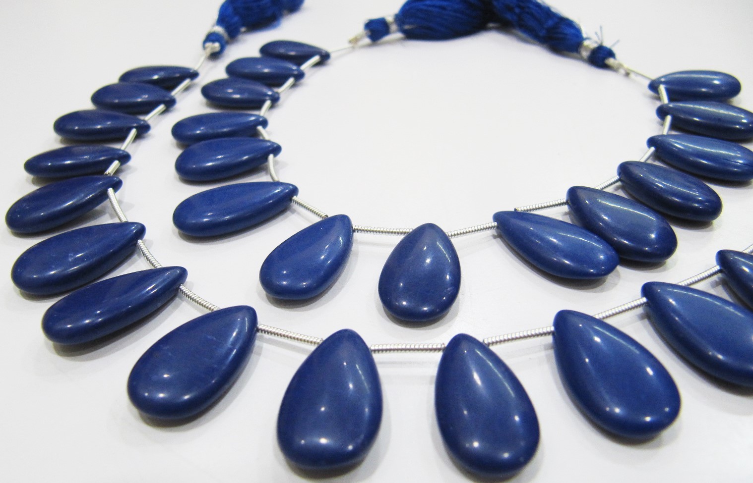 Blue Lapis Hydro Quartz Pear Shape Plain Smooth  Beads