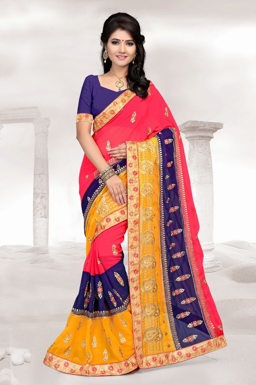 As Shown In The Image Border Designer Wedding Wear Saree