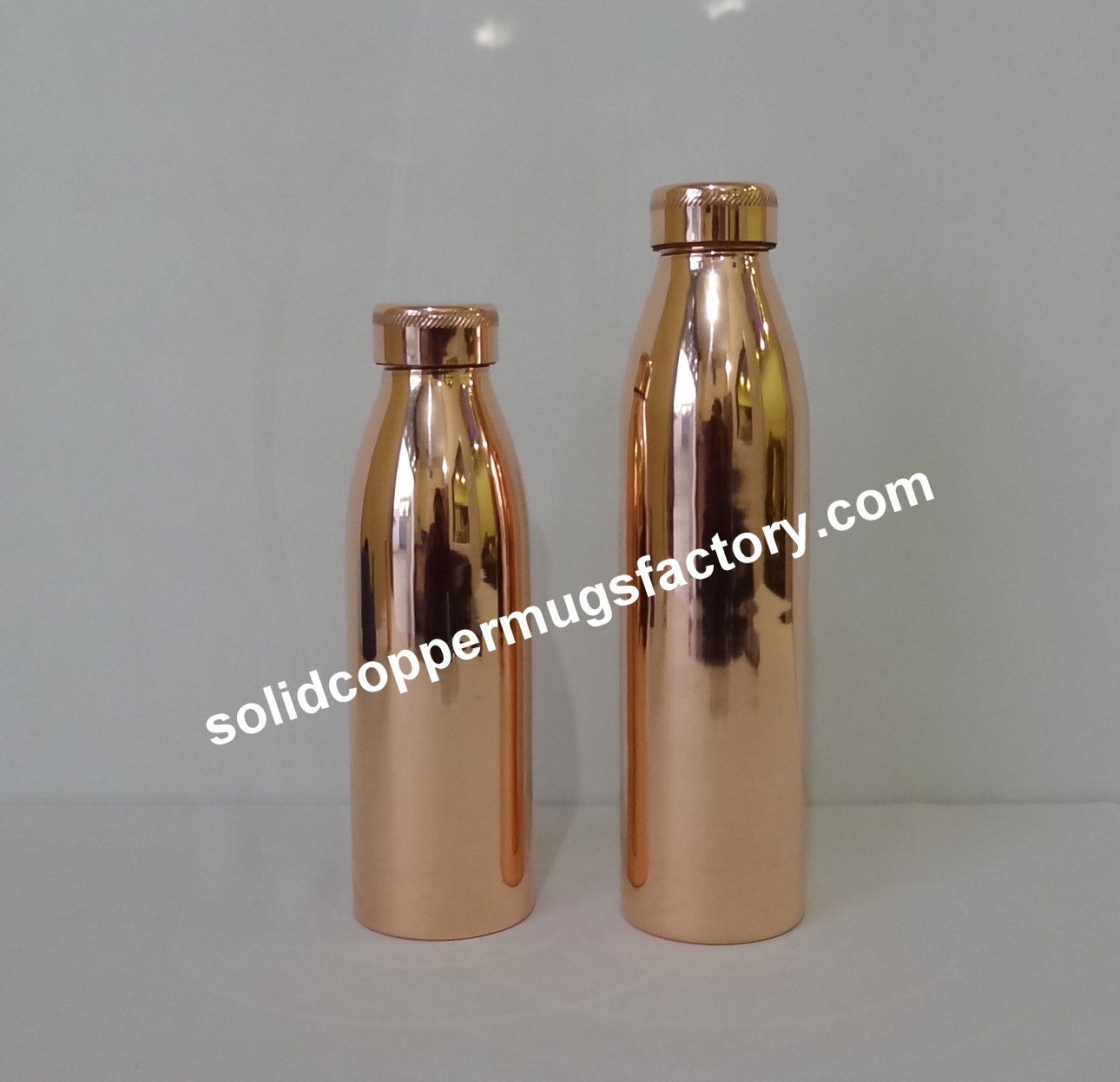 Copper Plain Bottle - Medium Size Original Copper Color | Polished Modern Design Alloy Material Round Shape