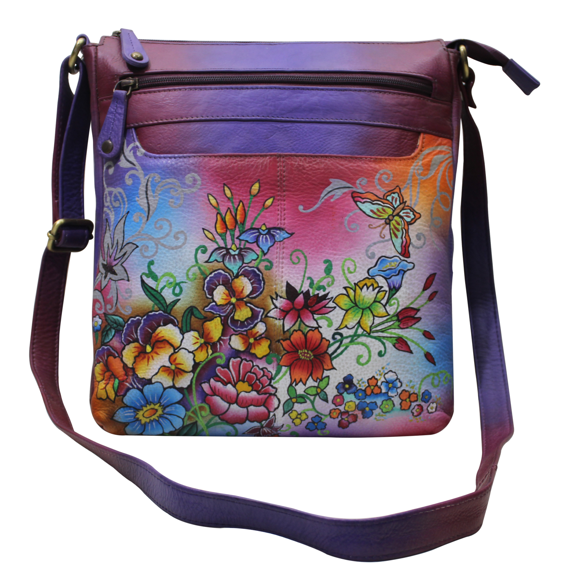 Printed Women Hand Painted Leather Cross Bag