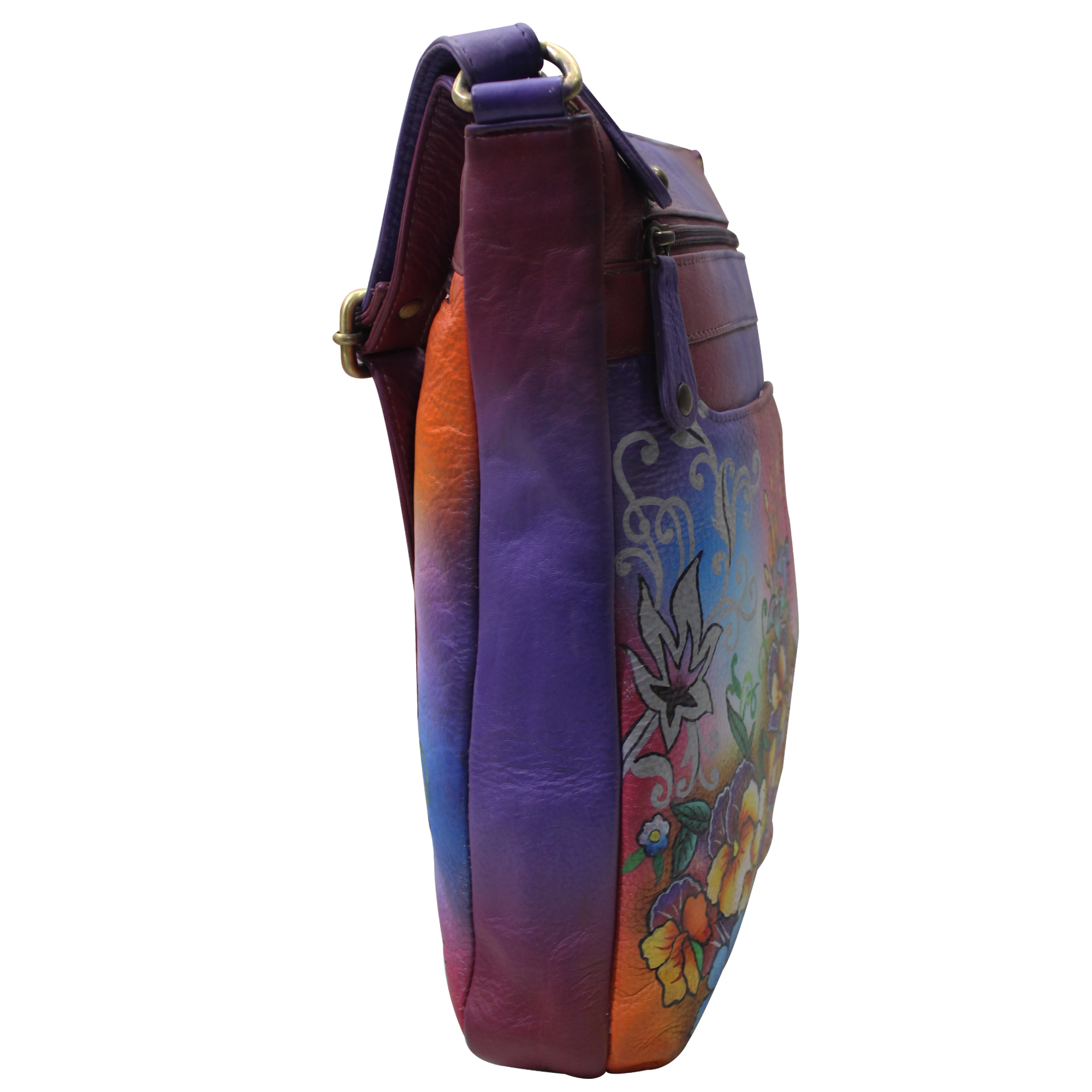 Printed Women Hand Painted Leather Cross Bag