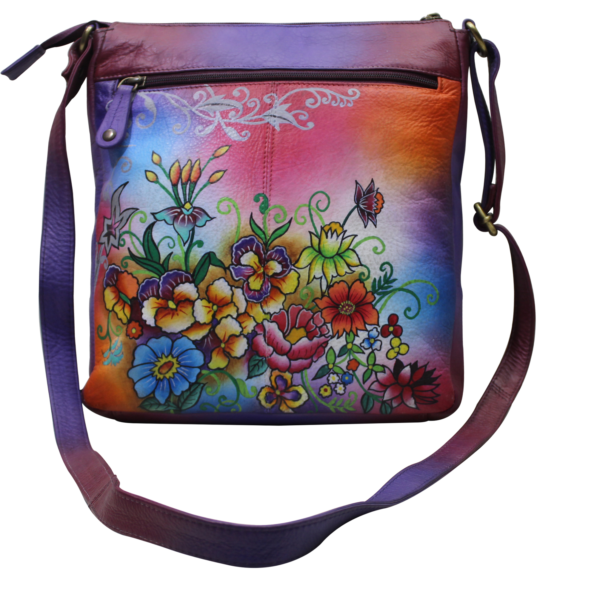 Printed Women Hand Painted Leather Cross Bag