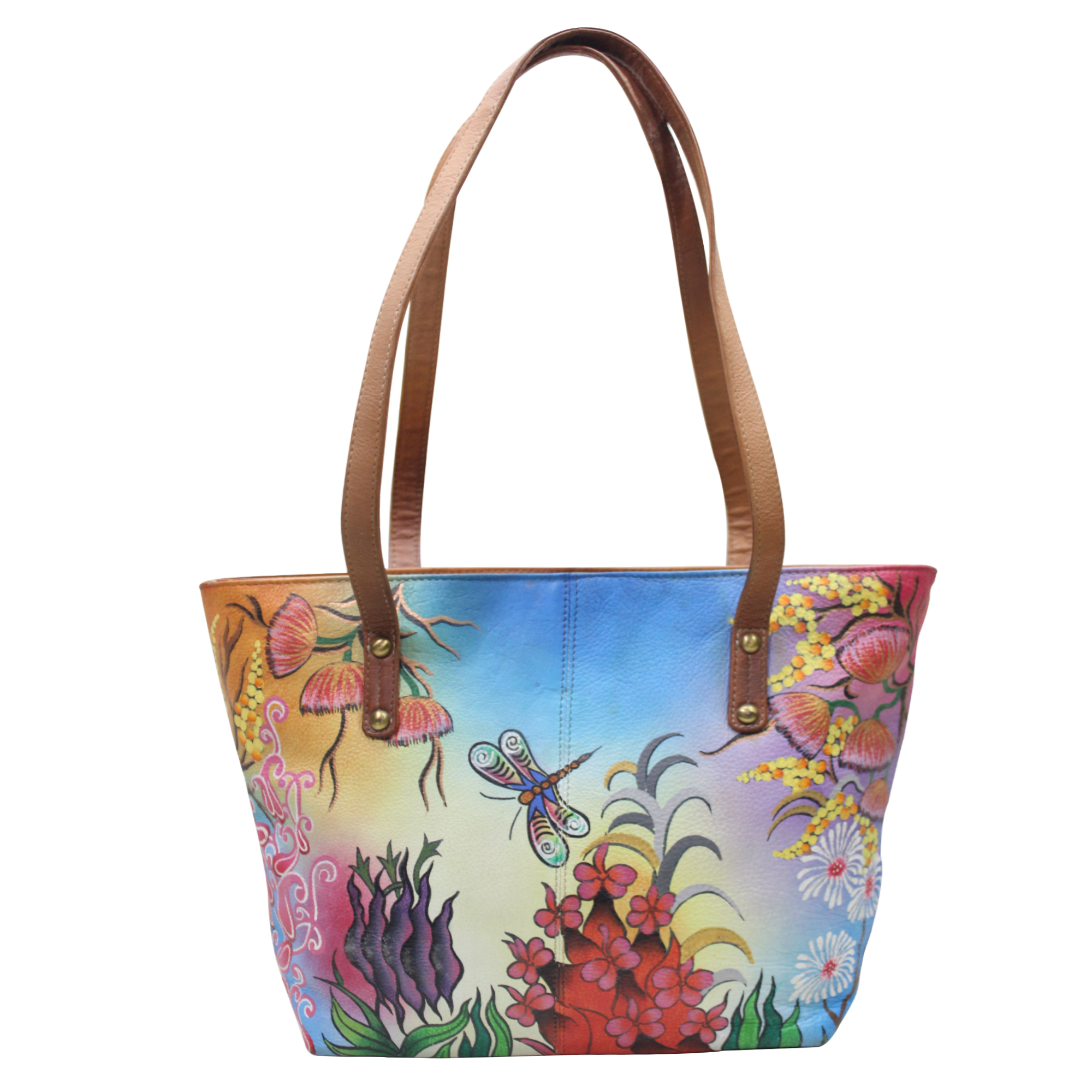 Leather Women Hand Painted Tote