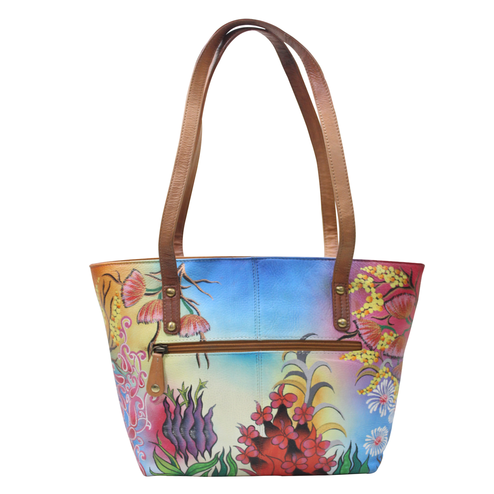 Leather Women Hand Painted Tote