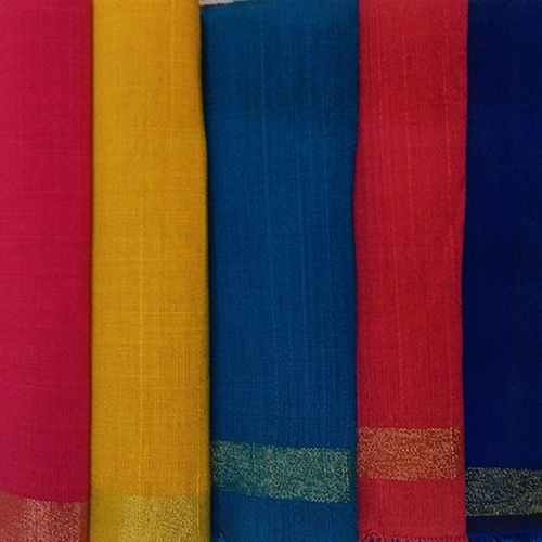 Plain Multicolour Poly Chanderi Fabric