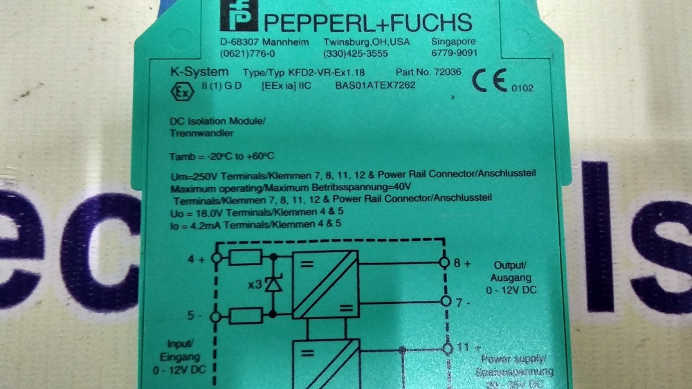Electric Industrial Peppel Fuchs Barrier - Input Voltage: 24 Volt (V)