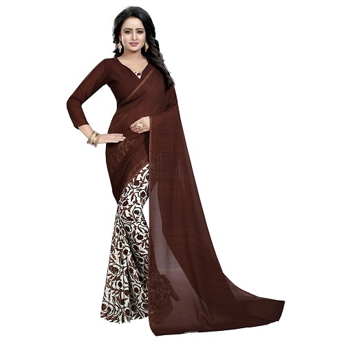 Georgette Saree - Art Silk Fabric, Multi-colors With Printed Pattern | All-season Wear For Rainy, Spring, Summer, And Winter