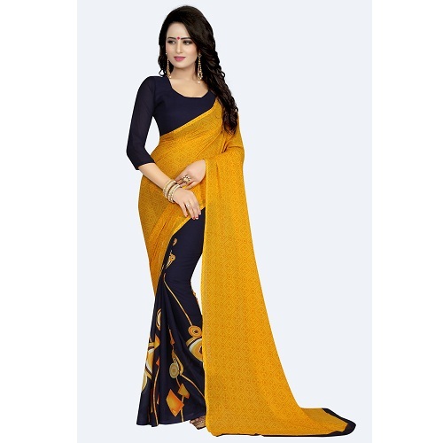 Georgette Saree - Art Silk Fabric, Multi-colors With Printed Pattern | All-season Wear For Rainy, Spring, Summer, And Winter