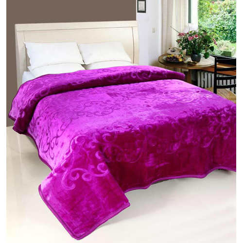 Mink Blanket 1008 - 100% Cotton, King Size Purple | Embroidered Pattern for Adults, Babies, and Children - Suitable for Bedding and Home Use