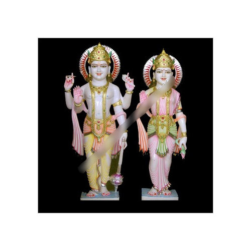 Marble Vishnu & Laxmi Statue - Finishing: Polishing