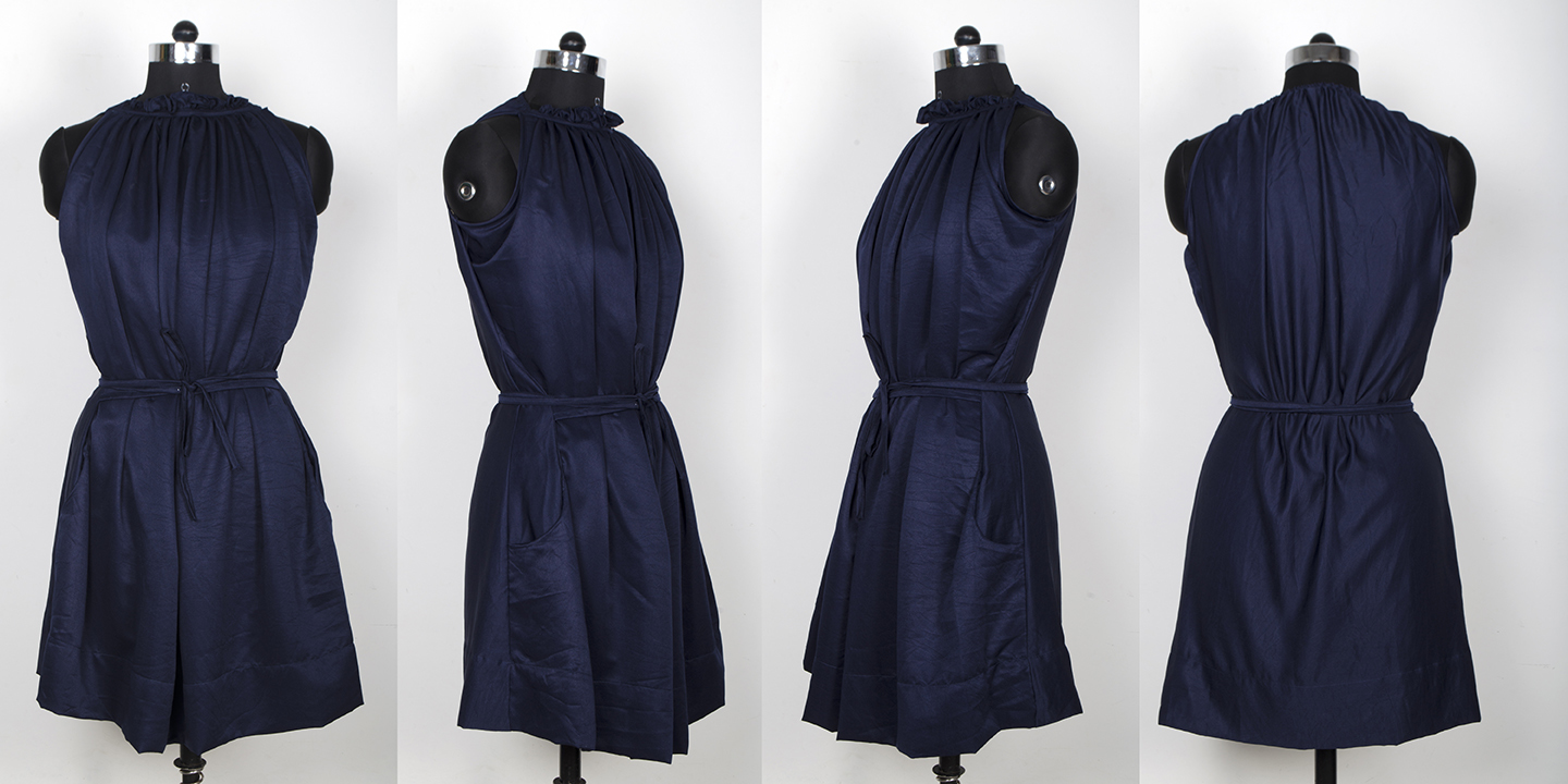 Western Dresses - Crepe, S, M, L, Xl, Xxl, Blue, 36-37 Length | Sleeveless, Washable, No Fade, Plain Dyed, Trendy Style For All Seasons