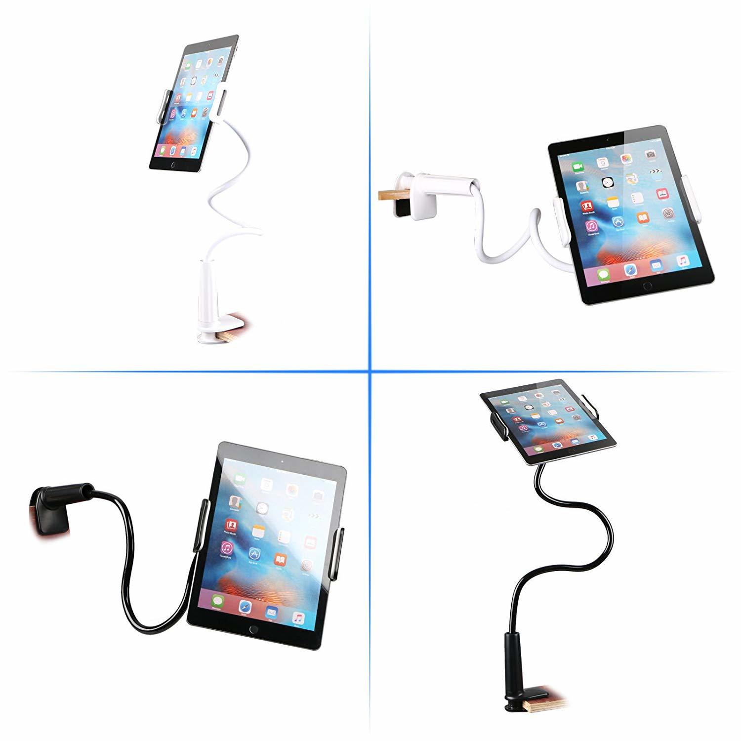 Mobile Stand - Solid Abs + Pvc + Silicone + Aluminum Alloy, 80cm Length, Glossy White Surface, 360â° Rotating Adjustable Holder, Compatible With Most Phones And Tablets