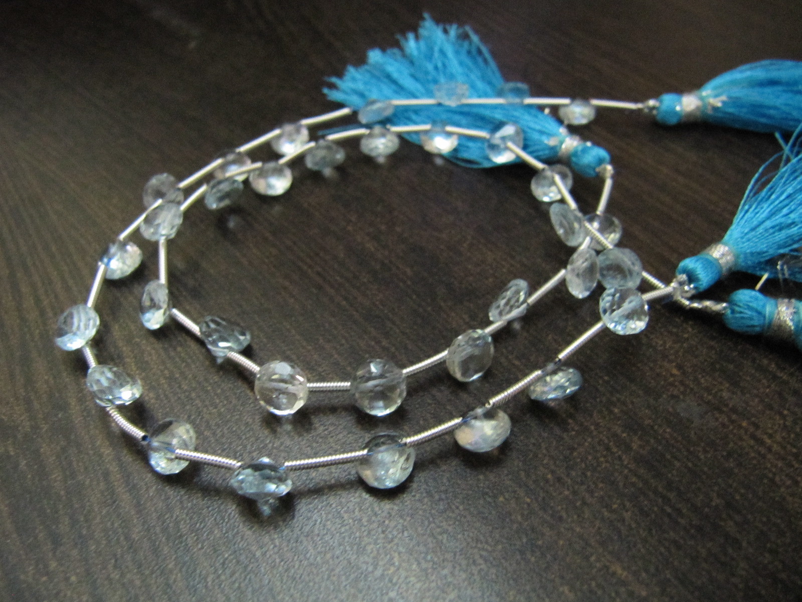 Aaa Quality Natural Genuine Blue Topaz Onion Shape Faceted Beads - 8 Inches Strand, 6-7mm Size, Sky Blue Color, 100% Natural Gemstone Beads
