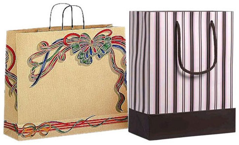 Designer Printed Bags - Paperboard, Variable Dimensions, Green | Customizable Full-color Prints, Durable, Eco-friendly, Twisted Paper Handles