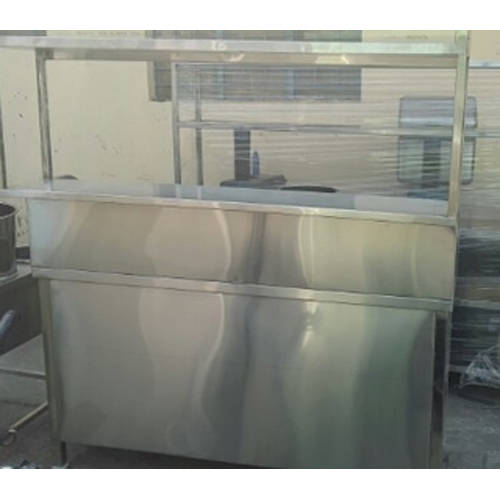 Steel Service Display Counter - Stainless Steel, Multi-Sectional Design for Hygienic Food Storage and Display