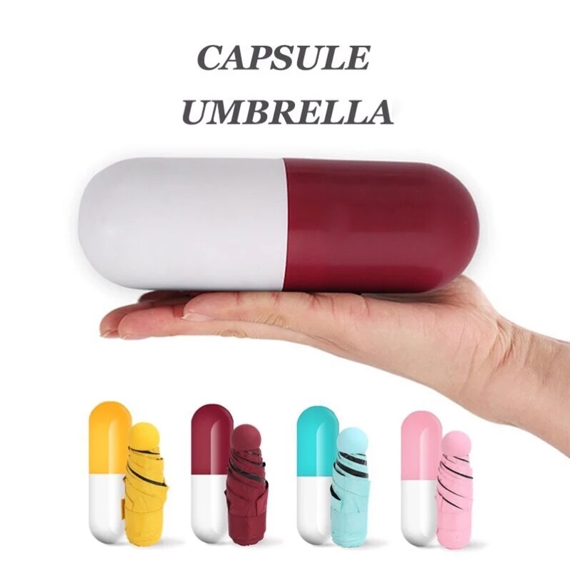 Foldable Capsule Umbrella - Oxford Cloth, 18cm Size, 200g Weight | Strong Waterproof, Uv Protection, Wind-resistant, Fast Open/close