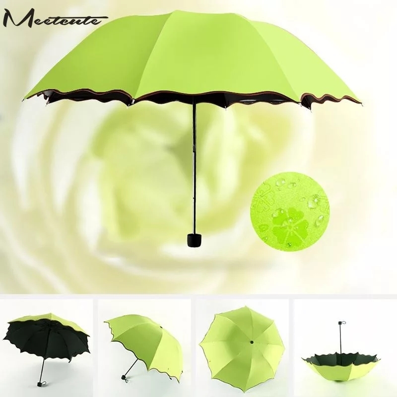 Magic Windproof Umbrella - Oxford Cloth, 90cm, Green, Purple, Pink, Dark Blue, Sky Blue | Ultra Protective, Compact 3 Fold, Uv Proof, Water-indicating Design