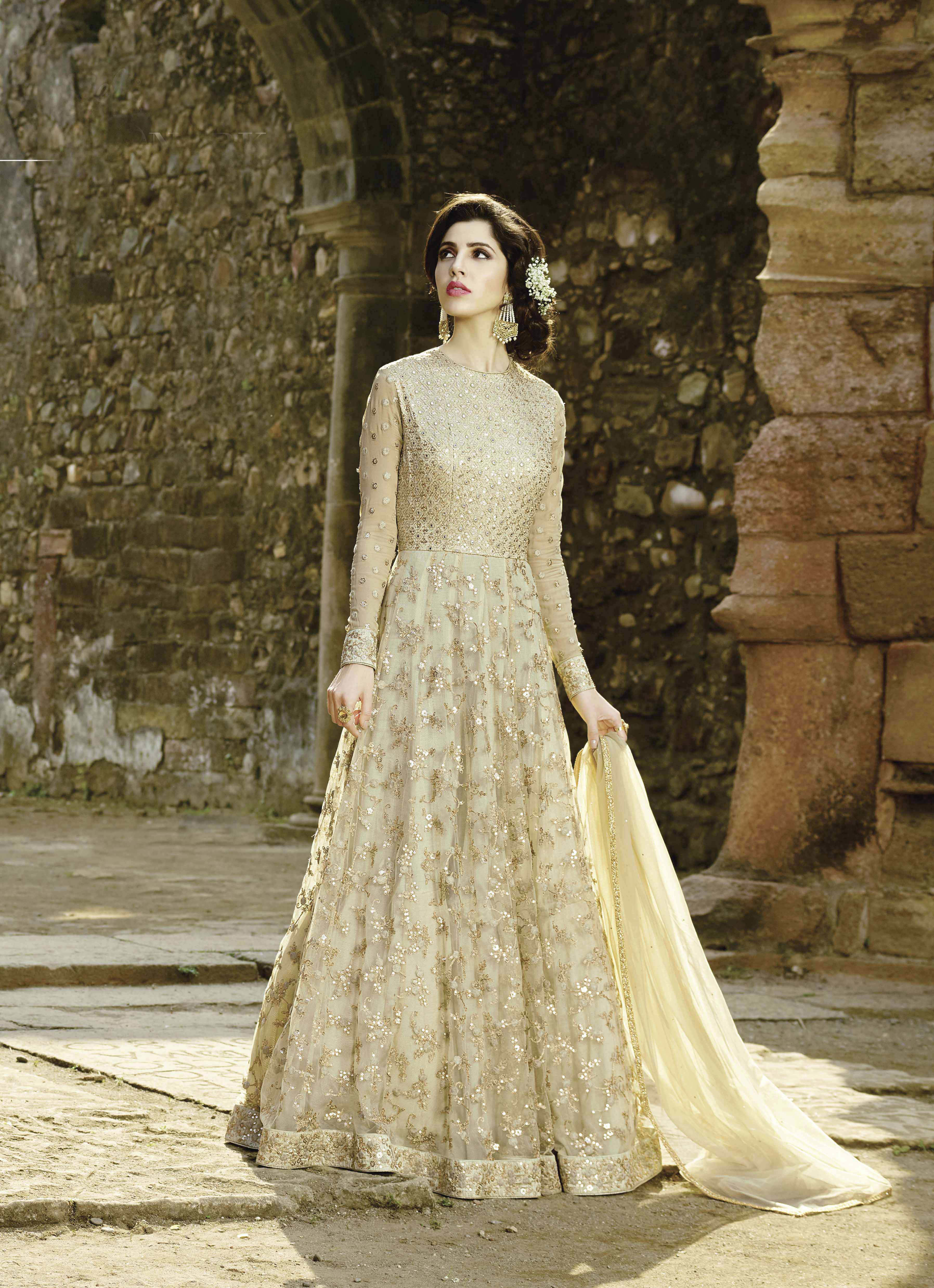 Bridal Anarkali Suit - Premium Georgette Top, Santoon Bottom, Chiffon Dupatta, Heavy Embroidery Work - Elegant Indian Ethnic Wear For Weddings