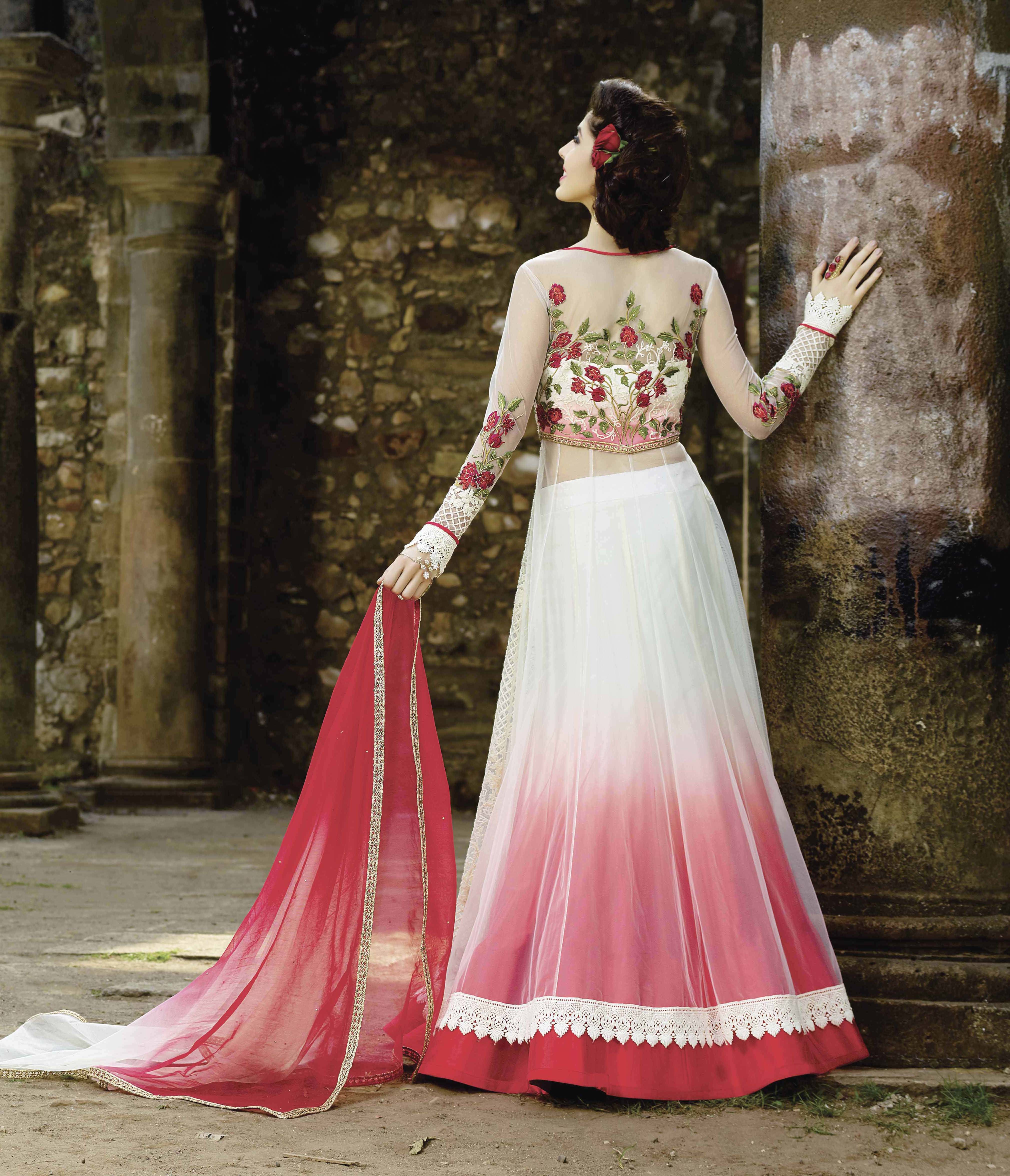 Bridal Anarkali Suit - Premium Georgette Top, Santoon Bottom, Chiffon Dupatta, Heavy Embroidery Work - Elegant Indian Ethnic Wear For Weddings