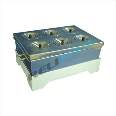 Water Bath Rectangular - Stainless Steel, 300x250x100 mm with 6 Holes | Lab Use, Silver Finish, Immersion Heater Feature
