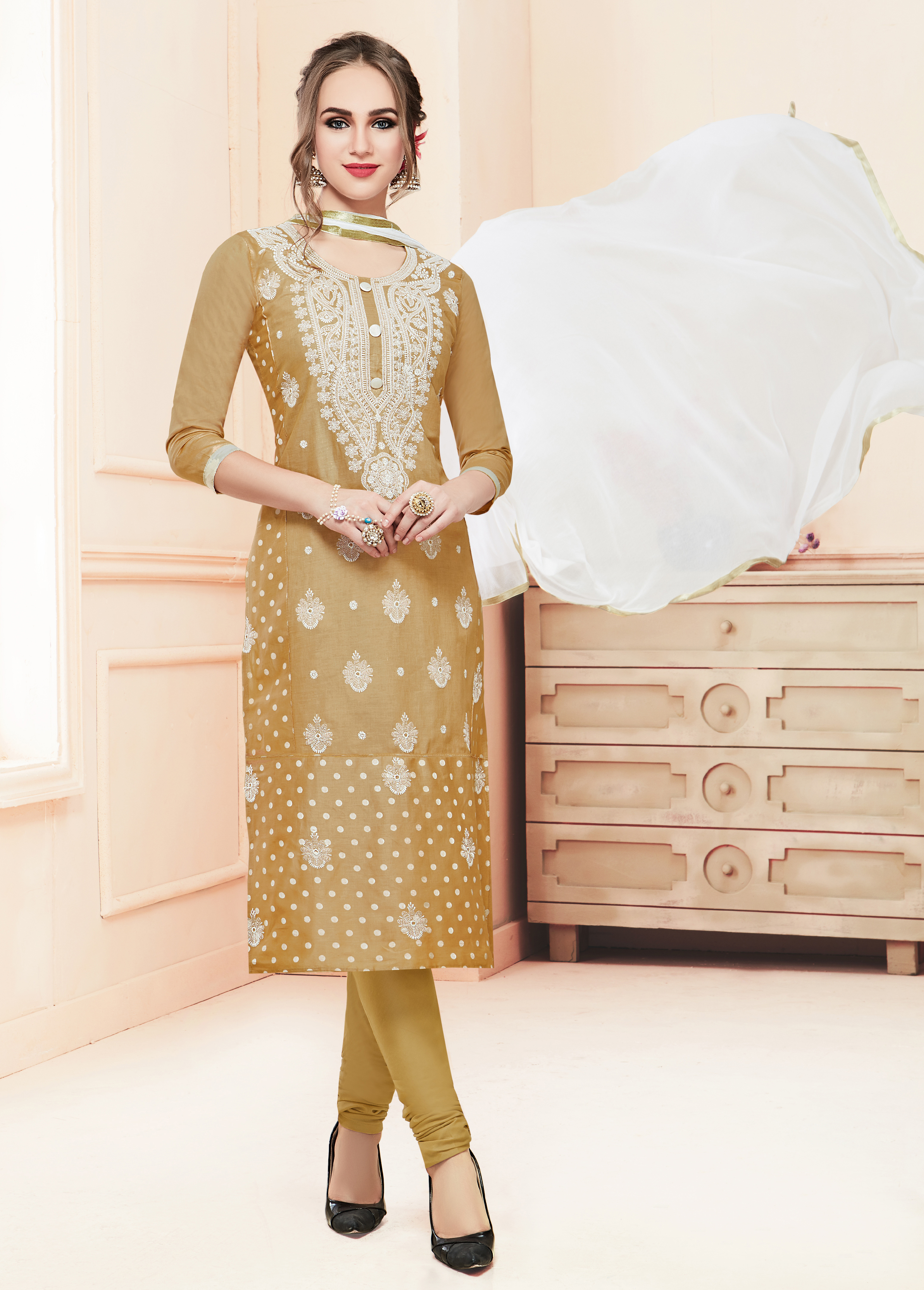 Orange Churidar Salwar Kameez