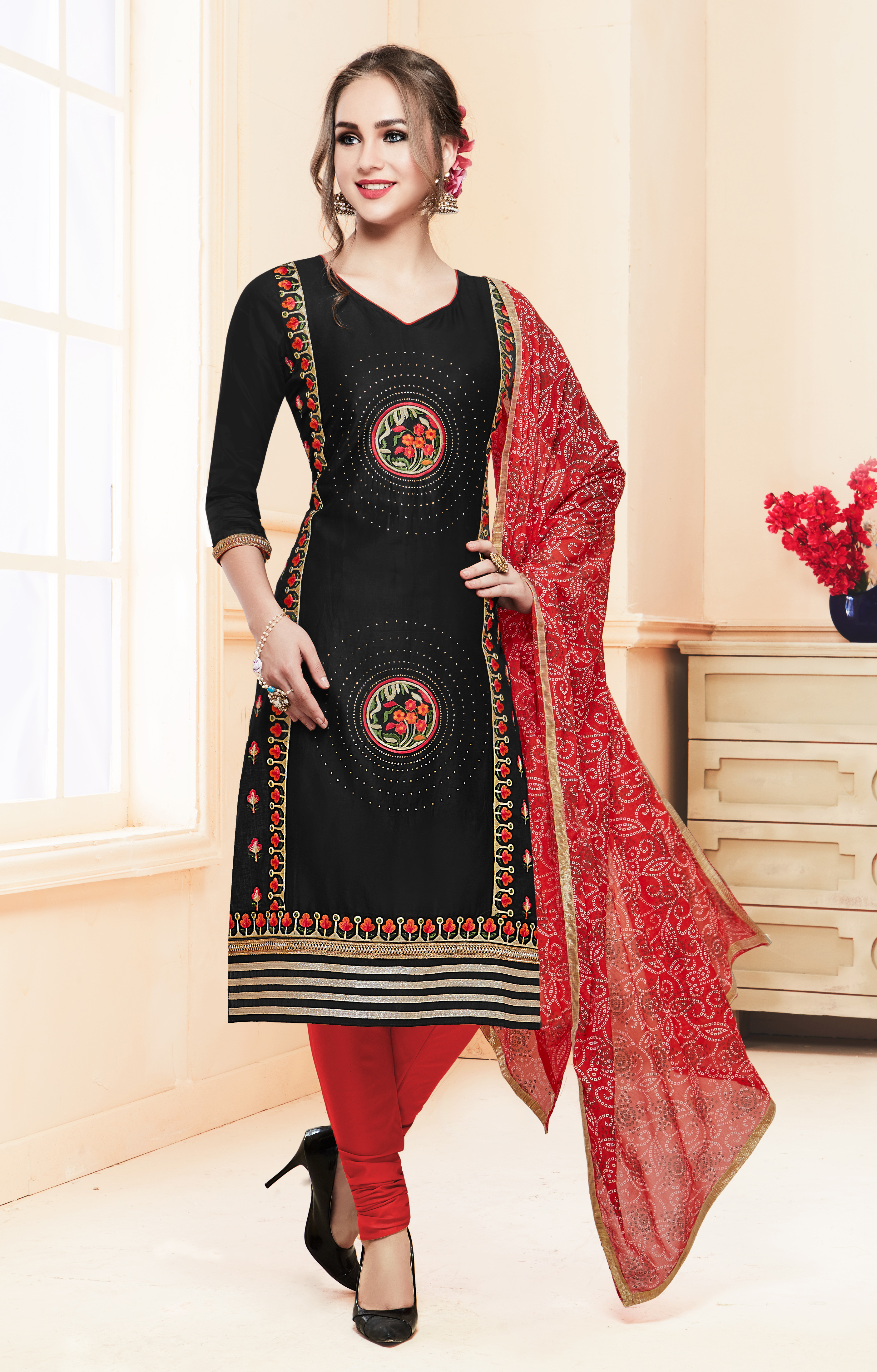 Orange Churidar Salwar Kameez