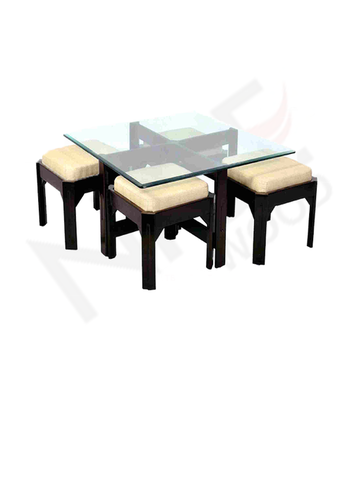 Center Table - Solid Wood, 36x36x15 Inch, Antique Finish | No Assembly Required, 1 Year Warranty, Indian Style