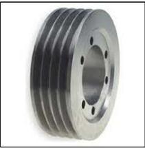 Steel Pulley - 6 Inch Diameter, 2 Inch Width, 1 Inch Bore | 3 Grooves, Polished Finish, 0.25 Inch Groove Depth