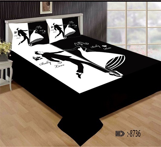 White And Black Designer Bed Sheets