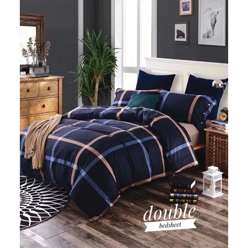 Blue Cotton Double Bedsheet