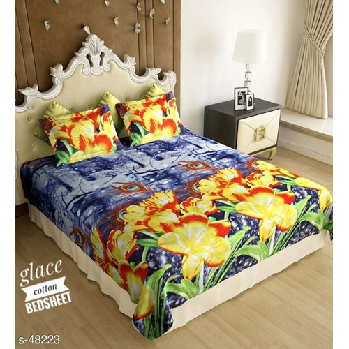 ग्लेस कॉटन प्रिंटेड बेडशीट