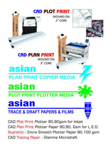 CAD Plotter Paper Rolls - Tracing Paper, A4 Size, Red/Blue/Green/Gold Colors | High Strength, Fine Finish, Durable Texture