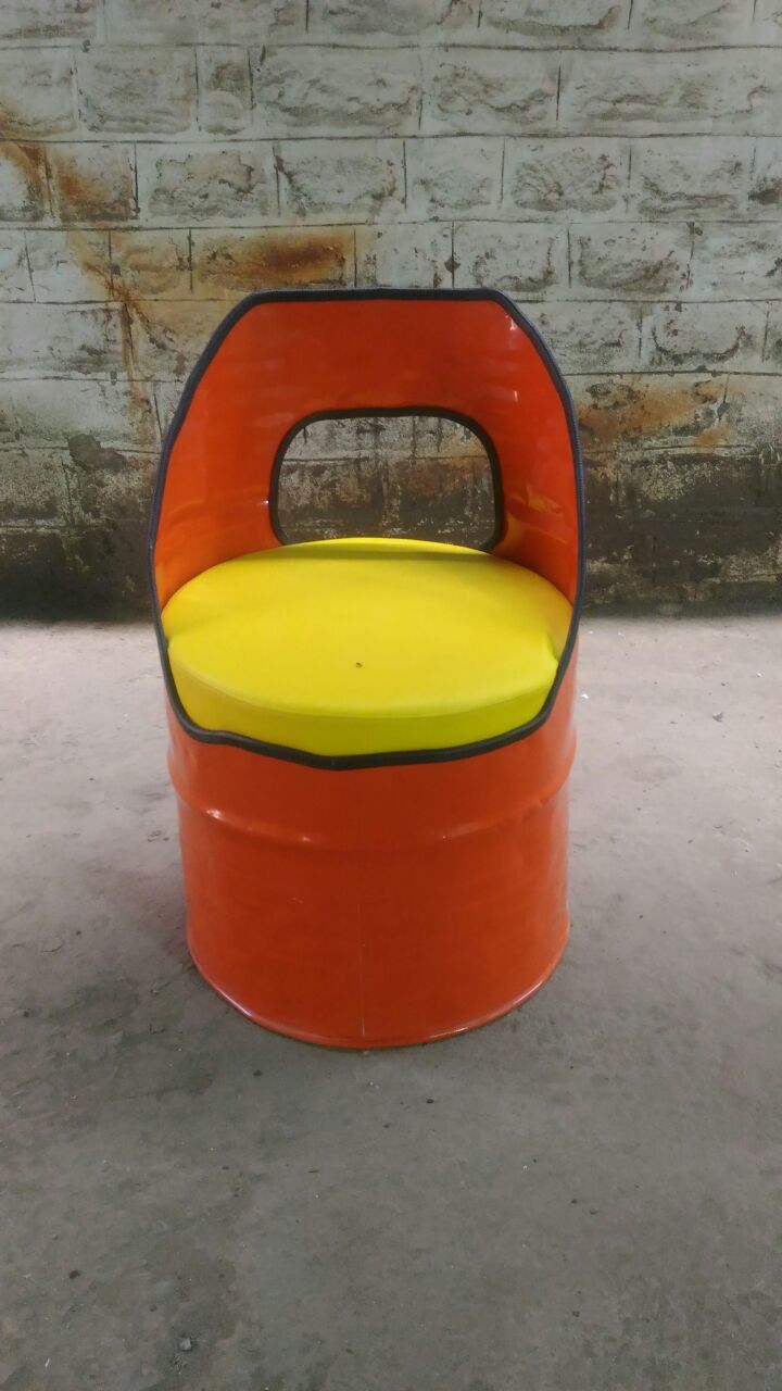 Drum Chair - Vintage Drum Material, 56w X 58d X 86h Cm | Unique Sporty Design, Comfortable Leather Seat, Custom Color Options