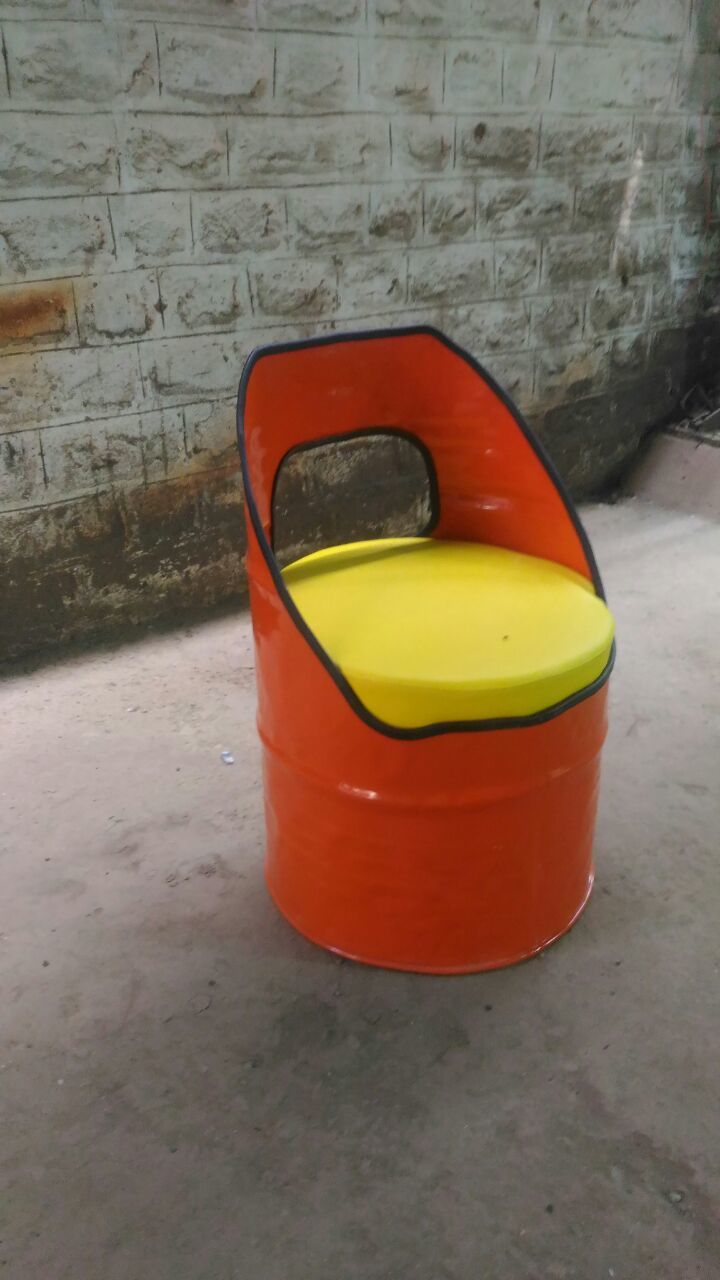 Drum Chair - Vintage Drum Material, 56w X 58d X 86h Cm | Unique Sporty Design, Comfortable Leather Seat, Custom Color Options