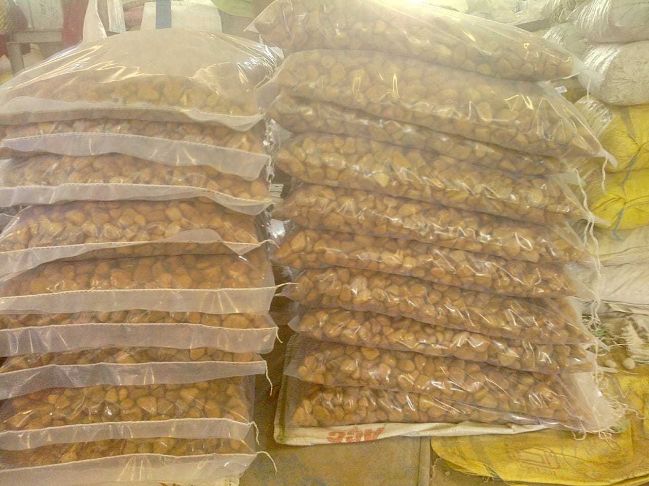 Yellow Round Unpolished Rough Tumbles Pebble Stone Solid Surface