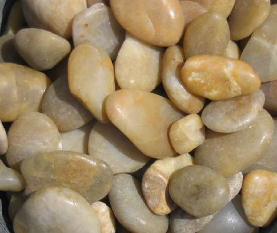 Yellow Round Unpolished Rough Tumbles Pebble Stone Solid Surface